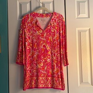 Coolibar Pink and Orange Paisley St Lucia Tunic Top